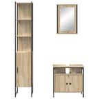 Badezimmermöbel-Set mit Regal 3 pcs Sonoma-Eiche Holzwerkstoff