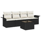 Gartensofa-set mit Kissen 5 pcs Schwarz und Creme Poly-Rattan