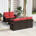 Gartensofa-set mit Kissen 6 pcs Beige und Rot Poly-Rattan