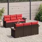 Garten-Sofa-Set mit Kissen mit Speicher 7 pcs Beige und Rot