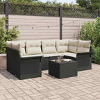 Gartensofa-set 7 pcs Schwarz und Creme 55 x 55 x 37 cm