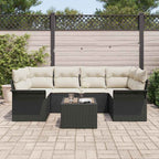 Gartensofa-set 7 pcs Schwarz und Creme 55 x 55 x 37 cm