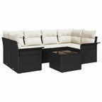 Gartensofa-set 7 pcs Schwarz und Creme 55 x 55 x 37 cm