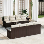Gartensofa-set mit Kissen 9 pcs Braun und Creme 55 x 55 x 37 cm