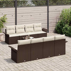 Gartensofa-set mit Kissen 9 pcs Braun und Creme 55 x 55 x 37 cm