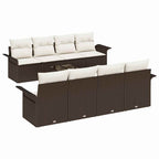 Gartensofa-set mit Kissen 9 pcs Braun und Creme 55 x 55 x 37 cm