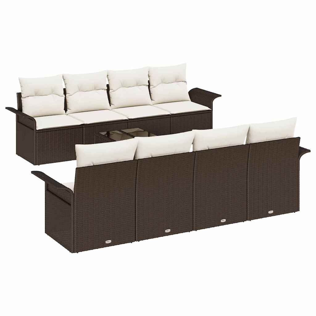 Gartensofa-set mit Kissen 9 pcs Braun und Creme 55 x 55 x 37 cm