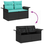 Gartensofa-set mit Kissen 4 pcs Schwarz Poly-Rattan