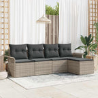 Gartensofa-set mit Kissen 5 pcs Hellgrau Poly-Rattan
