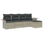 Gartensofa-set mit Kissen 5 pcs Hellgrau Poly-Rattan
