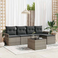 Gartensofa-set mit Kissen mit Speicher 6 pcs Grau Poly-Rattan