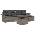 Gartensofa-set mit Kissen mit Speicher 6 pcs Grau Poly-Rattan