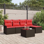 Gartensofa-set mit Speicher 6 pcs Braun Poly-Rattan