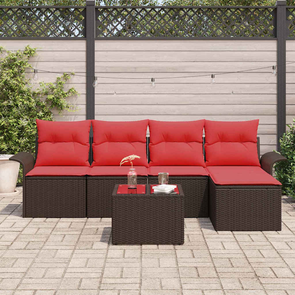 Gartensofa-set mit Speicher 6 pcs Braun Poly-Rattan
