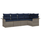 Gartensofa-set mit Speicher 5 pcs Grau Poly-Rattan