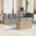 Gartensofa-set mit Speicher 8 pcs Beige Poly-Rattan