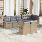 Gartensofa-set mit Speicher 8 pcs Beige Poly-Rattan