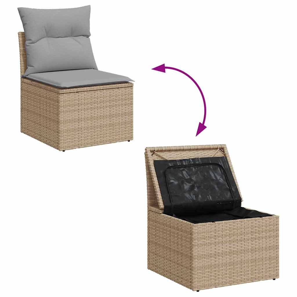 Gartensofa-set mit Speicher 8 pcs Beige Poly-Rattan