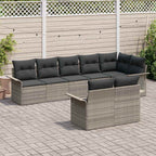 Gartensofa-set mit Speicher 8 pcs Hellgrau Poly-Rattan