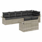 Gartensofa-set mit Speicher 8 pcs Hellgrau Poly-Rattan