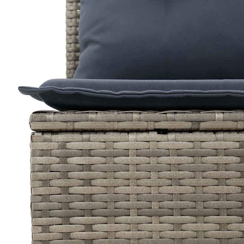 Gartensofa-set mit Speicher 9 pcs Grau Poly-Rattan