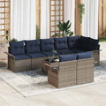 Gartensofa-set mit Speicher 9 pcs Grau Poly-Rattan