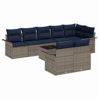 Gartensofa-set mit Speicher 9 pcs Grau Poly-Rattan