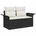 Gartensofa-set mit Speicher 7 pcs Schwarz Poly-Rattan
