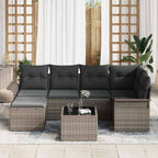 Gartensofa-set mit Speicher 7 pcs Grau Poly-Rattan