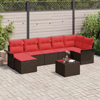 Gartensofa-set mit Speicher 8 pcs Braun Poly-Rattan