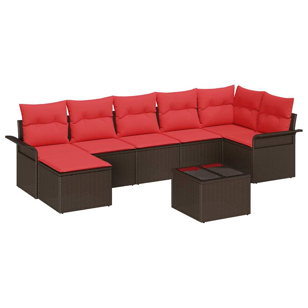 Gartensofa-set mit Speicher 8 pcs Braun Poly-Rattan