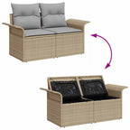 Gartensofa-set mit Speicher 6 pcs Beige Poly-Rattan
