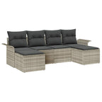 Gartensofa-set mit Speicher 6 pcs Hellgrau Poly-Rattan