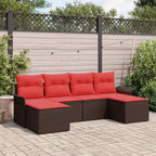 Gartensofa-set mit Kissen mit Speicher 6 pcs Braun Poly Rattan