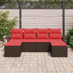 Gartensofa-set mit Kissen mit Speicher 6 pcs Braun Poly Rattan