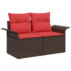 Gartensofa-set mit Kissen mit Speicher 6 pcs Braun Poly Rattan
