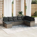 Gartensofa-set mit Kissen mit Speicher 8 pcs Grau Poly Rattan
