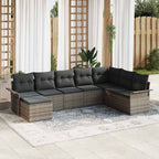 Gartensofa-set mit Kissen mit Speicher 8 pcs Grau Poly Rattan