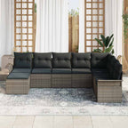 Gartensofa-set mit Kissen mit Speicher 8 pcs Grau Poly Rattan