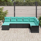 Garten-Sofa-Set mit Kissen 8 pcs Schwarz Poly Rattan