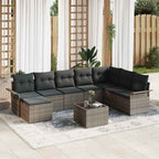 Garten-Sofa-Set mit Kissen 9 pcs Schwarz Poly Rattan