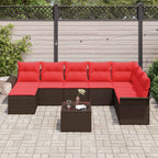 Garten-Sofa-Set mit Kissen mit Speicher 9 pcs Braun Poly Rattan