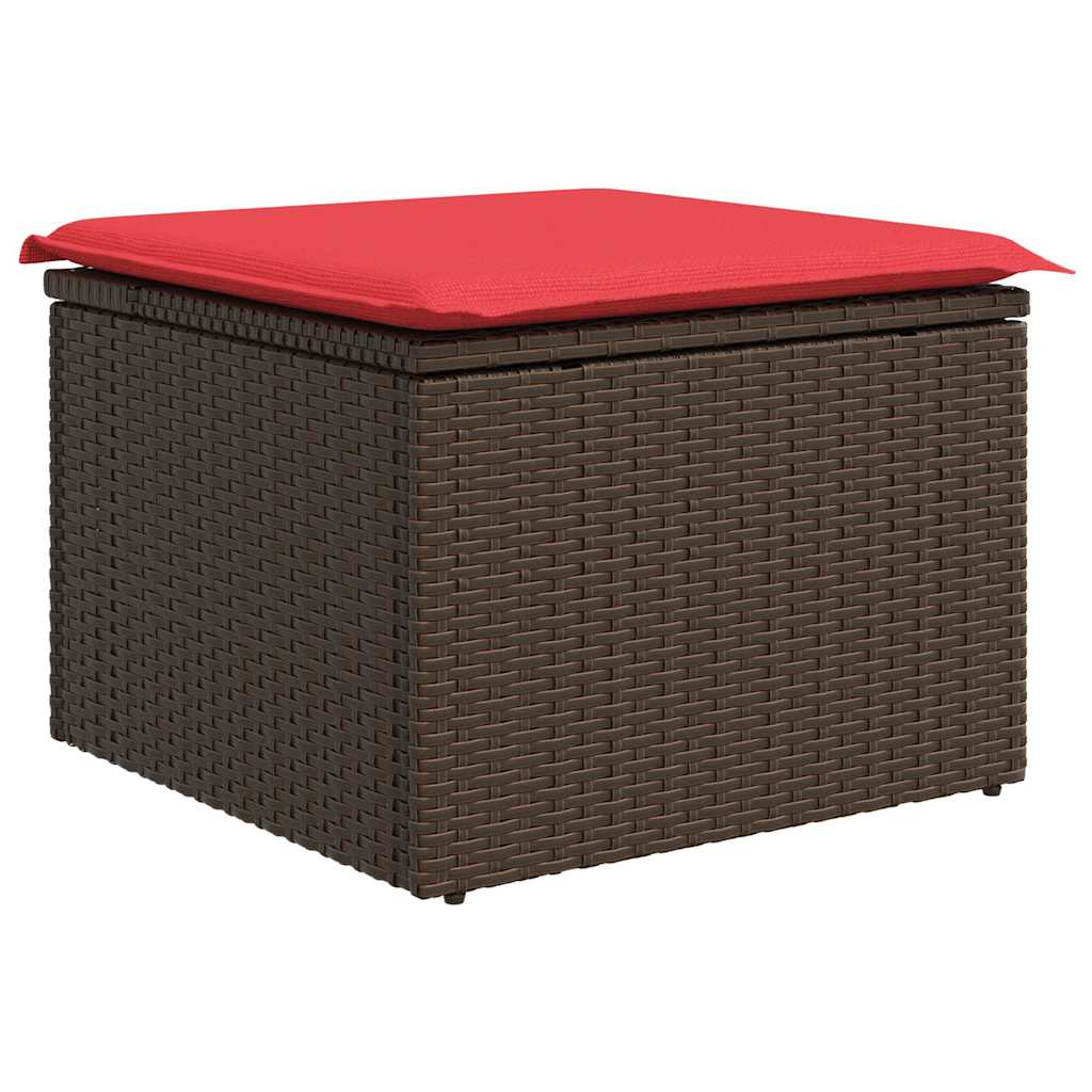 Garten-Sofa-Set mit Kissen mit Speicher 9 pcs Braun Poly Rattan
