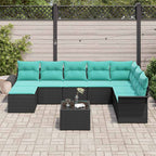 Garten-Sofa-Set mit Kissen 9 pcs Schwarz Poly Rattan