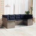 Garten-Sofa-Set mit Speicher 6 pcs Grau Poly Rattan