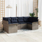 Garten-Sofa-Set mit Speicher 6 pcs Grau Poly Rattan