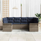 Garten-Sofa-Set mit Speicher 6 pcs Grau Poly Rattan