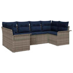 Garten-Sofa-Set mit Speicher 6 pcs Grau Poly Rattan