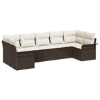 Garten-Sofa-Set mit Speicher 7 pcs Braun Poly Rattan