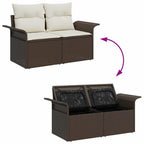 Garten-Sofa-Set mit Speicher 7 pcs Braun Poly Rattan